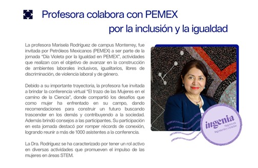 Profesora colabora con PEMEX por la inclusión y la igualdad